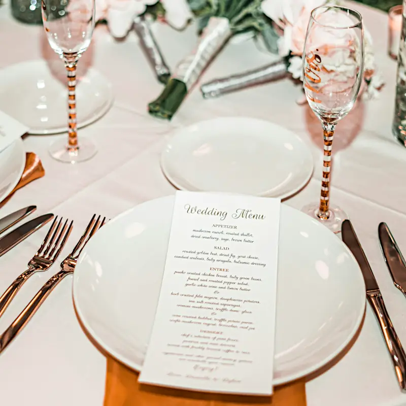 Wedding menu ideas - wedding menu on table